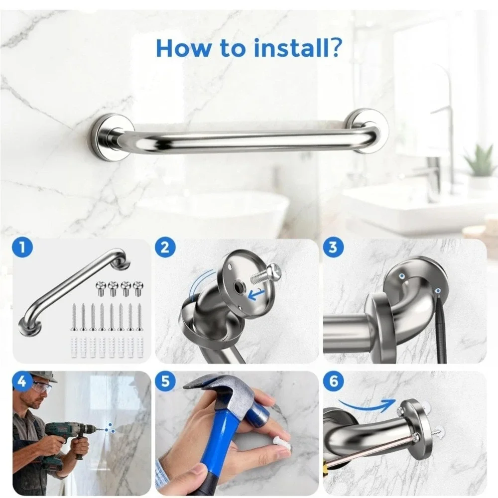 2 Pack‎ Shower Grab Bar, Stainless Steel Bathroom 2 pack 12 inch, Silver